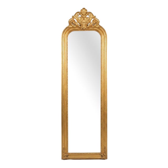 Tall French Gilt Wood Mirror For Sale