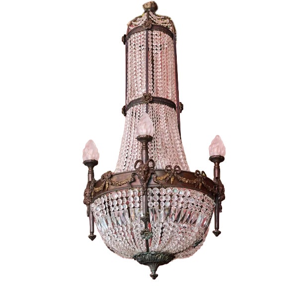 Large Antique Louis XVI Pear Chandelier For Sale