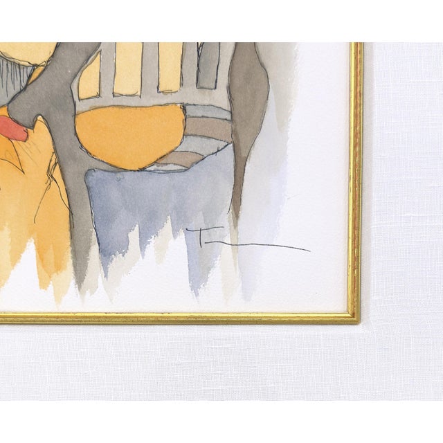 Original watercolor on paper. Hand signed on front by Itzchak Tarkay. Sheet size 16 x 20 inches. Frame size 28.75 x 32.5...