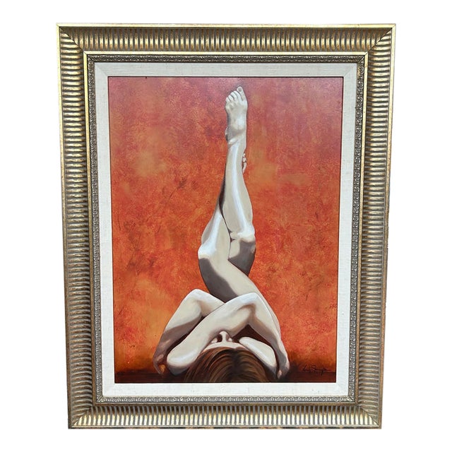 Vintage Original Figurative Oil Painting "Legs", Framed, 33" X 41" For Sale