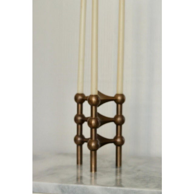 Mid-Century Modern Vintage Brass Candleholders from Stoff Nagel, Set of 3 For Sale - Image 3 of 14
