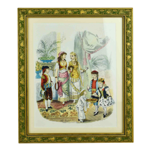 Victorian Fashion Plate European Periodical Reproduction Print Framed