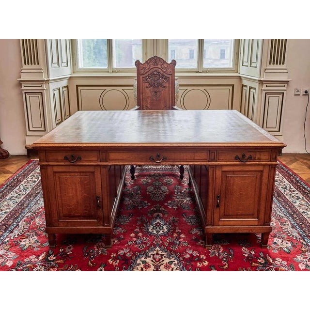 Large Antique Oak Desk For Sale - Image 6 of 14