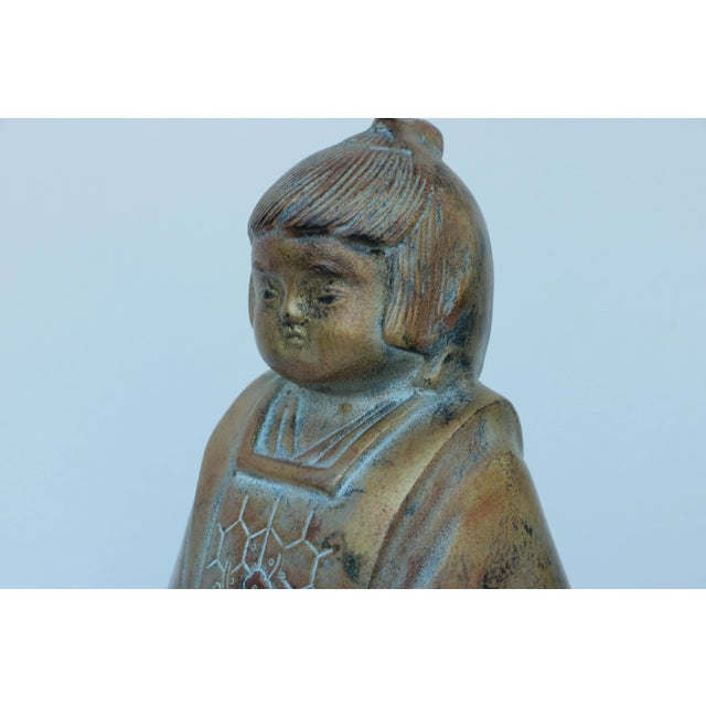 Mid 20th Century Japanese Child Lacquered Bronze Figure For Sale - Image 5 of 10