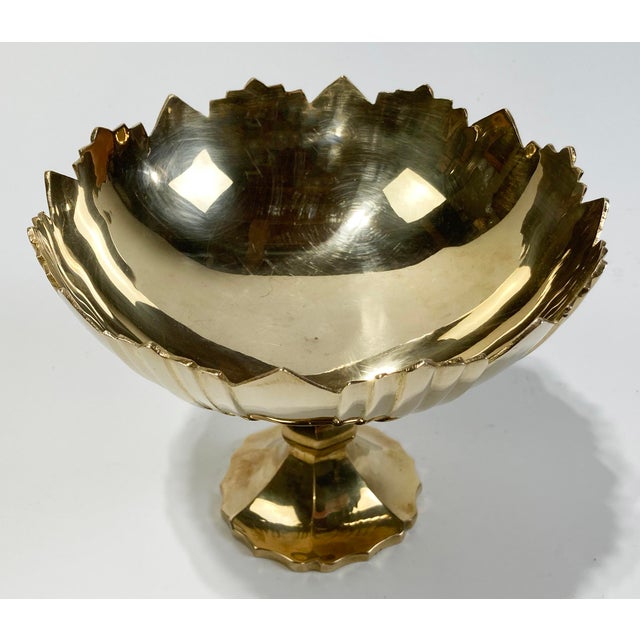 Vintage Art Deco Style Brass Compote Pedestal Bowl For Sale - Image 4 of 7