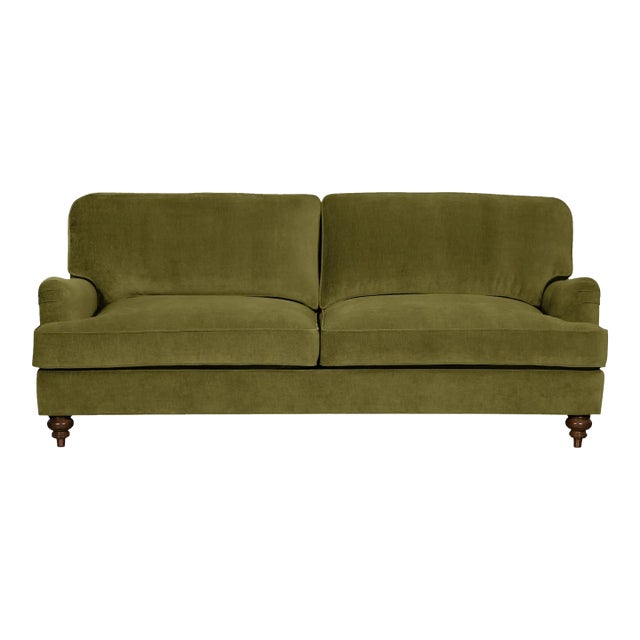 Casa Cosima Emily English Roll Arm Cotton Velvet Sofa For Sale