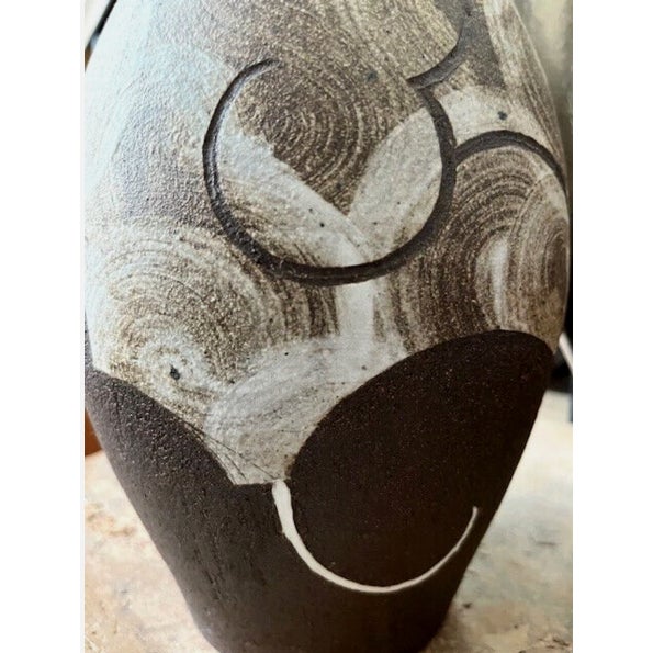 Brown 2018 Sam Chung Contemporary Handmade White and Brown Stoneware Growler or Pitcher For Sale - Image 8 of 14