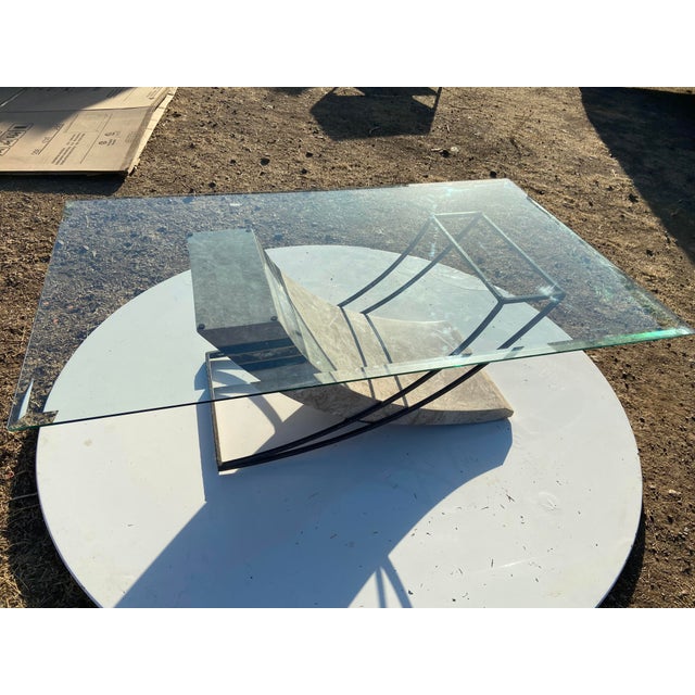 Vintage Postmodern Tessellated Stone & Glass Sculptural Coffee Cocktail Table For Sale - Image 10 of 17