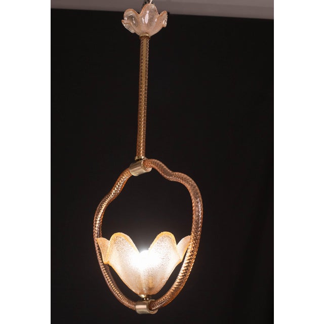 Art Deco Pink Murano Glass Pendant by Barovier E Toso, 1940s For Sale - Image 3 of 12