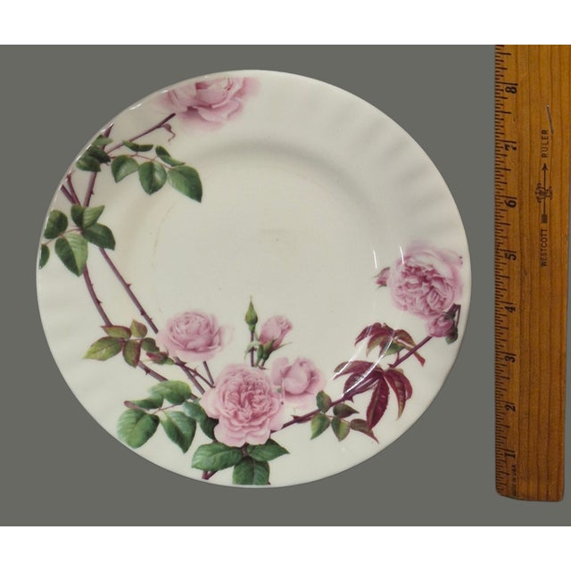 Vintage Pair Romantic Pink English Rose Bone China David Austin Dessert Dishes For Sale - Image 6 of 7