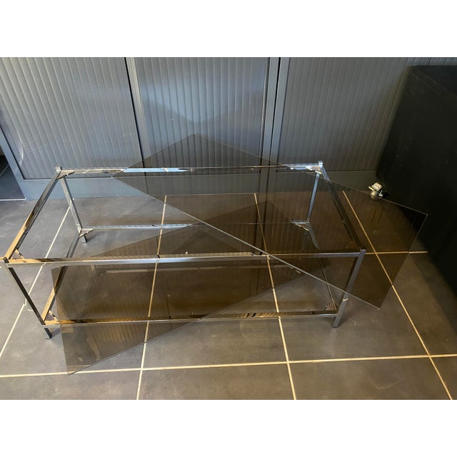 Vintage Bauhaus Coffee Table with Double Glass and Chrome Top, 1970s For Sale - Image 15 of 18