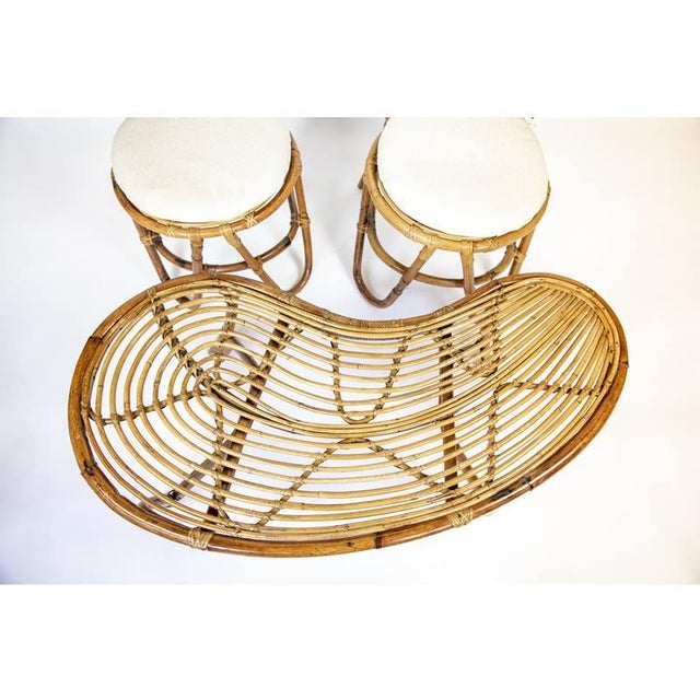 Mid-Century Modern High Back Bamboo Chairs and Table, 1960s, Set of 3 For Sale - Image 3 of 6