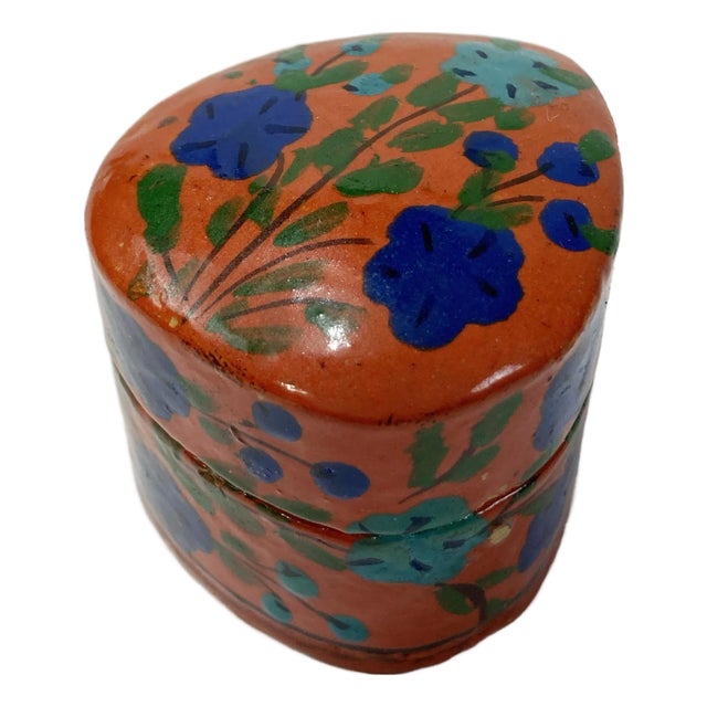 Vintage Lacquered Floral Trinket Box For Sale
