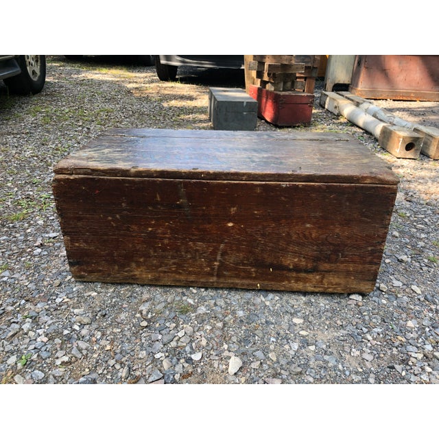 1930s Rustic Distressed Small Wooden Trunk For Sale - Image 12 of 12