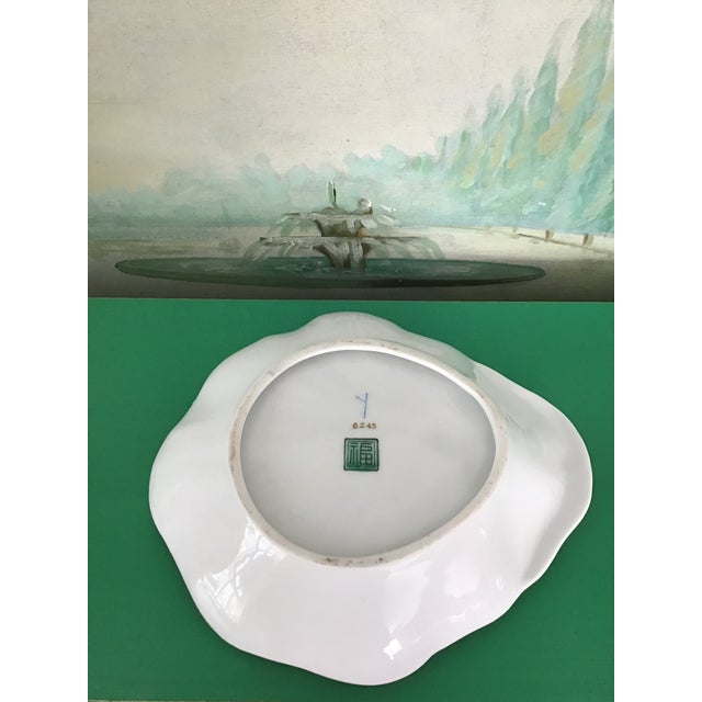 1980s Rose Medallion Porcelain Shell Bowl Catchall For Sale - Image 5 of 6