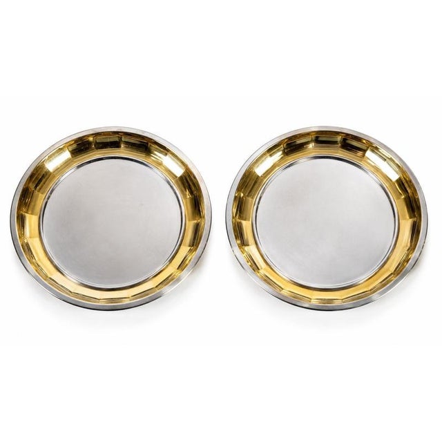 Stainless Steel and 24-Karat Gold-Plated Oro Zecchino Trays from Gottinghen, 1970s, Set of 2 For Sale - Image 4 of 8