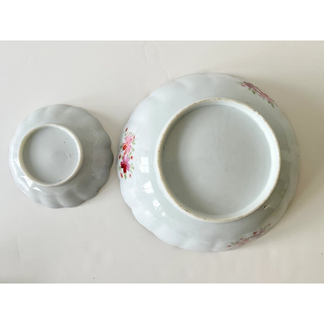 Ceramic Early 20th Century European Hand-Painted Chrysanthemum Motif Porcelain Serving Bowl With 5 Dessert Bowls For Sale - Image 7 of 7