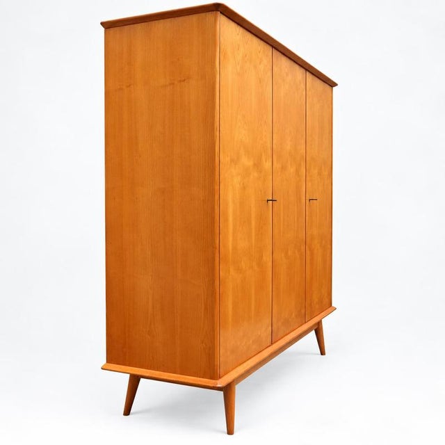 Contemporary Vintage Three-Door Wardrobe Wooden Wardrobe with Mirror For Sale - Image 3 of 8