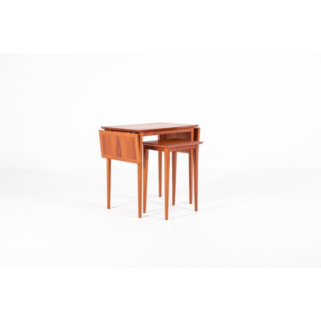 Vintage Scandinavian Extendable Nesting Tables, Denmark, 1960s, Set of 2 For Sale - Image 10 of 11
