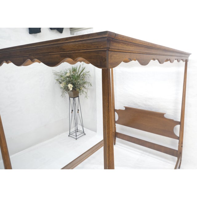 Brown Antique c1940s Wooden Four-Poster Queen Size Canopy Bed Frame Mint For Sale - Image 8 of 18