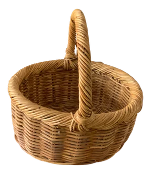 Large Vintage French Wicker Basket With Handle