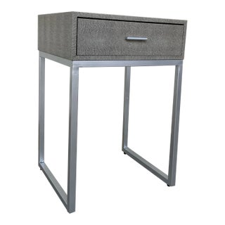 Modern Gray Faux Shagreen Side Table For Sale