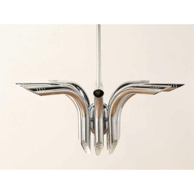 Mid-Century Modern 1980s Italian Chrome “Pipe” Chandelier by Goffredo Reggiani For Sale - Image 3 of 12