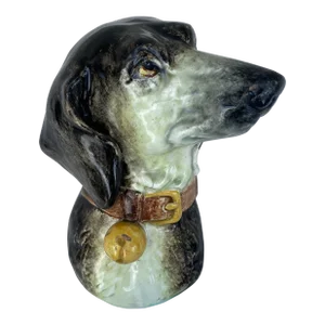 Majolica Wall Pocket Dog Delphin Massier, Circa 1890