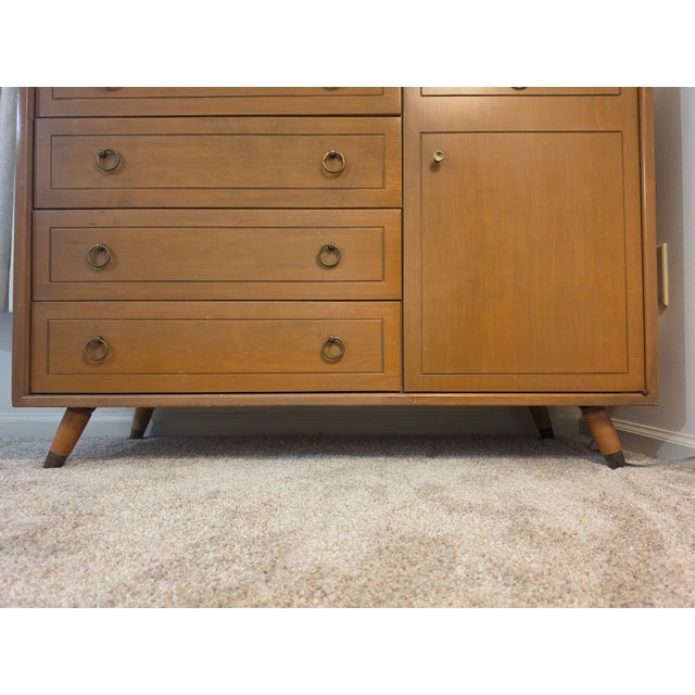 Wood Mid-Century Modern "Fawn" Birch & Maple Gentleman's Chest Wardrobe For Sale - Image 7 of 11