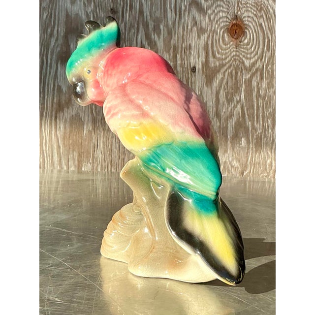 Vintage Regency Glazed Ceramic Parrot For Sale - Image 4 of 7
