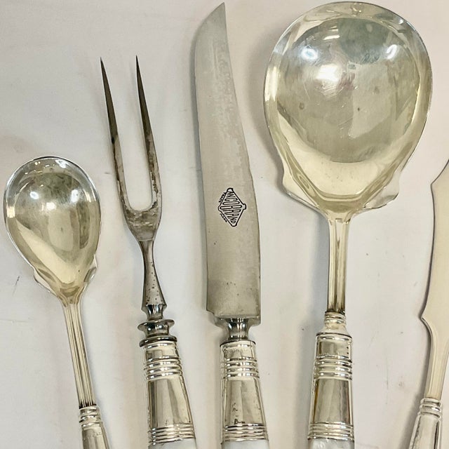 1920s 1920s Antique English Hollywood Regency Mother of Pearl Sterling Silver Serving Utensils - Set of 6 For Sale - Image 5 of 10