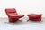 Set of Lounge Chair and Footrest in Red Leather by Vitelli e Ammannati for Brunati, 1970s-1980s For Sale - Image 3 of 18