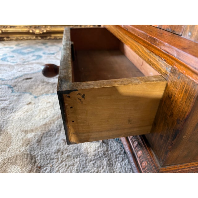 19th Century Antique Victorian Style One Door One Drawer Pedestal Cabinet With Porcelain Hardware and Key For Sale - Image 12 of 17