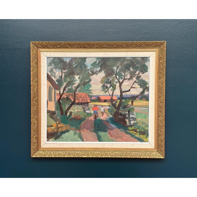 Oskar Person, On Bicycle, 1960s, Oil on Panel, Framed For Sale - Image 12 of 17
