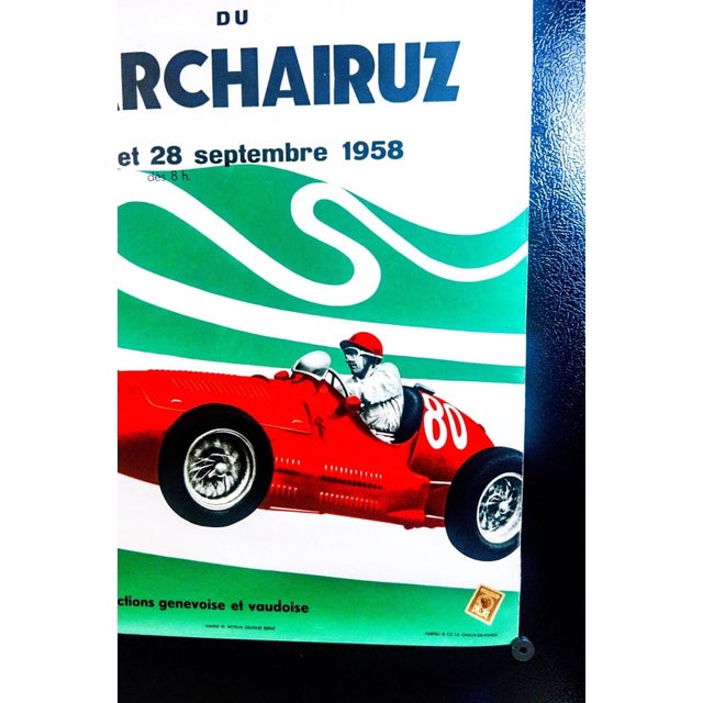 Mint Original 1958 Marchairuz Hill Climb, Original 18"x25" Lithograph, Hans W. Witchi For Sale - Image 8 of 8