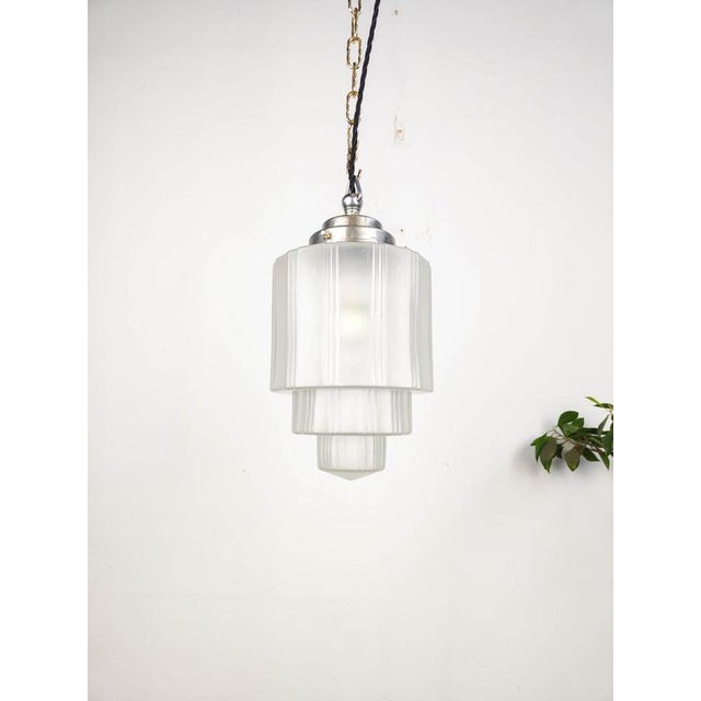 Black French Art Deco Etched Skyscraper Pendant Light For Sale - Image 8 of 8