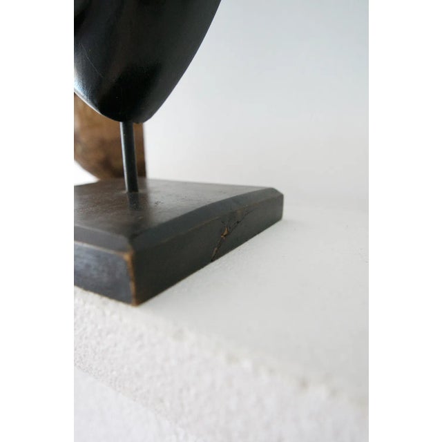 Ethnic Floating Head/Mask on Carved Wooden Pedestal For Sale - Image 4 of 10