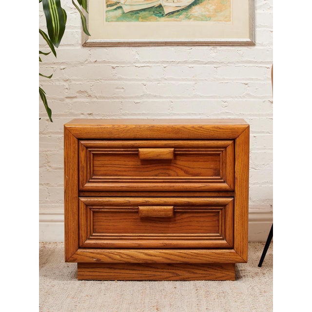 Pair of Boho Two Drawer Oak Nightstands For Sale In Los Angeles - Image 6 of 12
