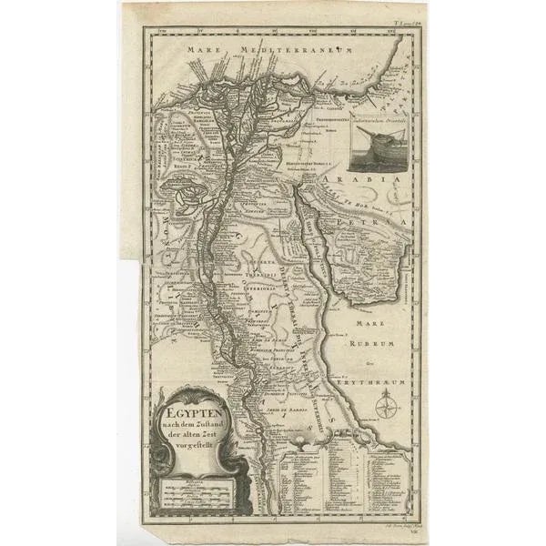 Antique map titled 'Egypten nach dem Zustand der alten Zeit vorgestellt'. This uncommon and richly detailed map of Egypt...