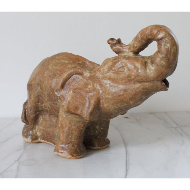Brown Vintage Studio Art Pottery Elephant Sculpture For Sale - Image 8 of 11