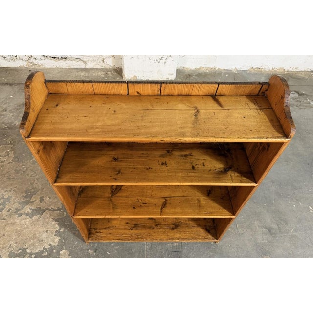 Early 20th Century Antique Rustic Pine Open Bookcase With Plank Back For Sale - Image 5 of 10
