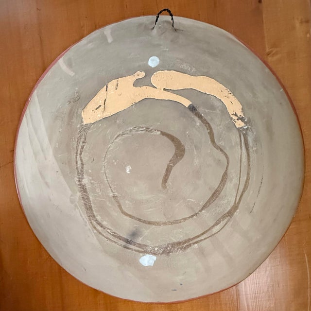 Metal Monumental 20" Tonala Earthenware Charger With Stand For Sale - Image 7 of 8