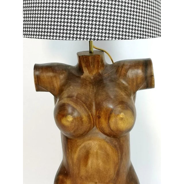 Brown Sculptural Solid Wood Torso Lamps, 1970s, Set of 2 For Sale - Image 8 of 16