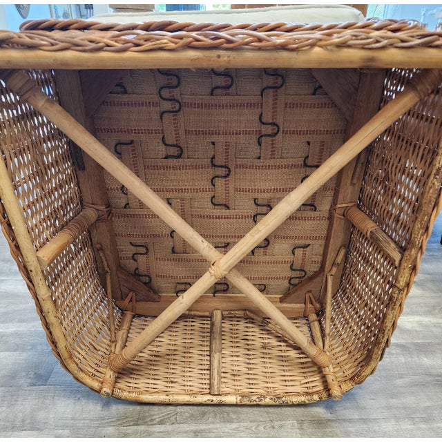 Late 20th Century Michael Taylor Style Wicker Rattan Armchair For Sale - Image 10 of 17