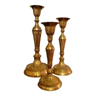 Brass Candlesticks - Set of 3 For Sale