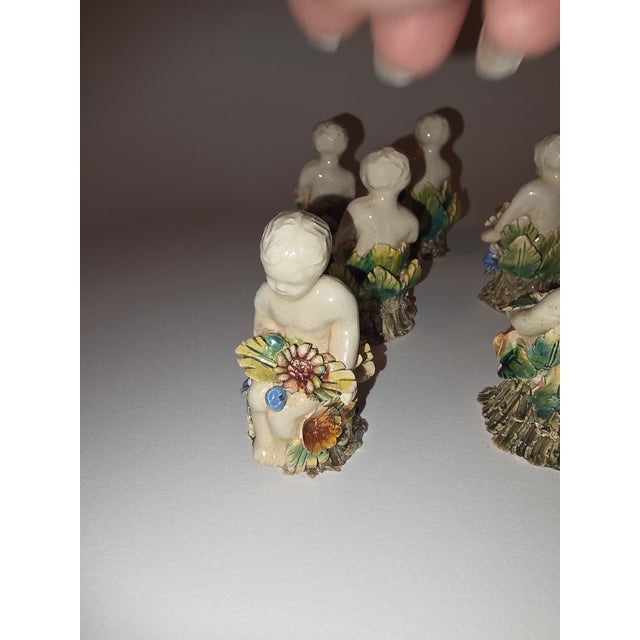 Italian Beautiful Antique Italian Capodimonte Figural Place Card Holders 12 For Sale - Image 3 of 11