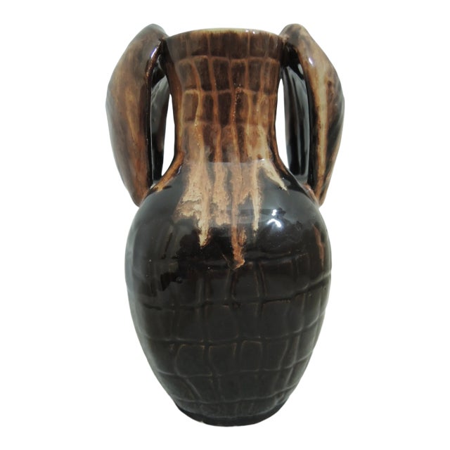 1960s Ceramic Hand Made Stoneware Pottery Vase Boleslawiec Warsaw Poland For Sale