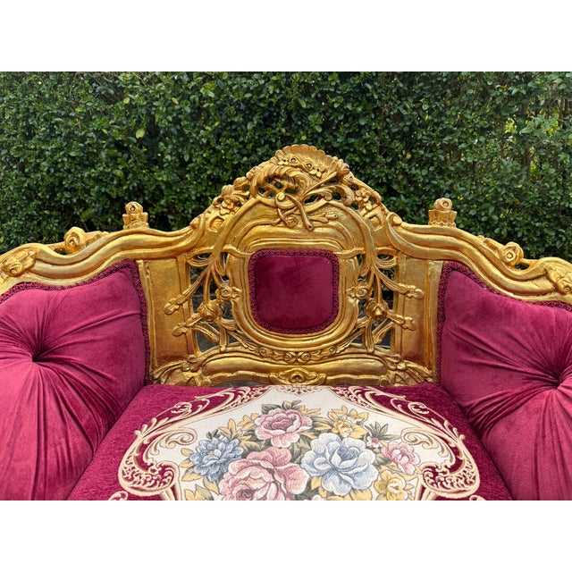 1980 French Louis XVI Gold Velvet Beech Sofa Set 3Pc For Sale - Image 10 of 18