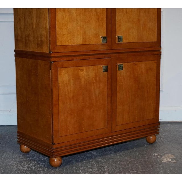 Gold Biedermeier Style White Genesis Armoire or TV Cabinet in Satinwood from American Hickory For Sale - Image 8 of 18