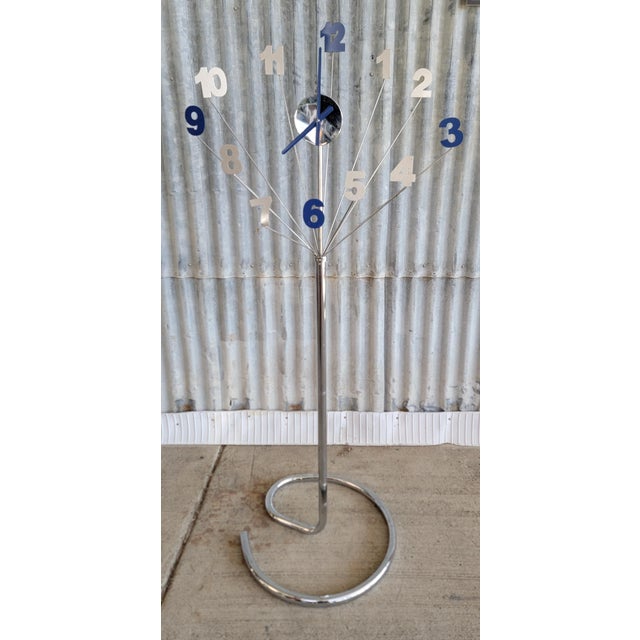 Starburst Type Chrome Floor Clock 1980's For Sale - Image 9 of 9